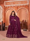Wine Colour Anjubaa Vol 32 Art Silk Festive Wear Anarkali Salwar Kameez Wholesale Market In Surat 10324